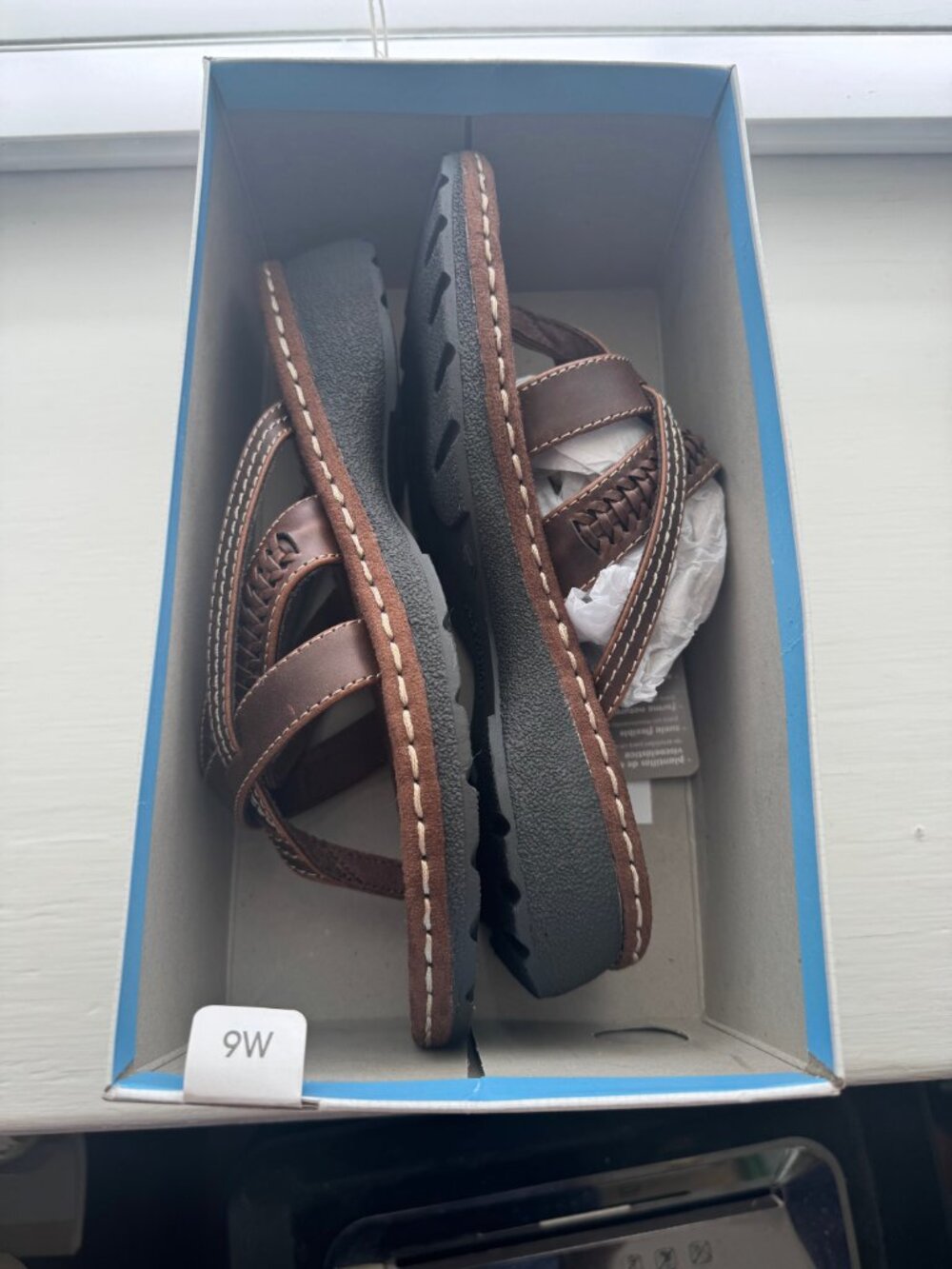 Comfort Plus by Predictions Brown Slip On Sandals Size 9W New in Box P5 - Picture 13 of 13